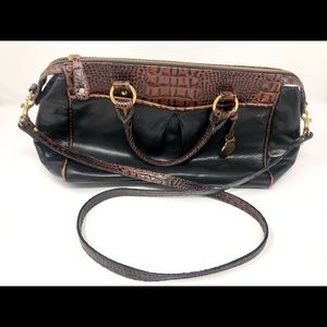 Vintage Brahmin Leather Crossbody Purse Black Brown